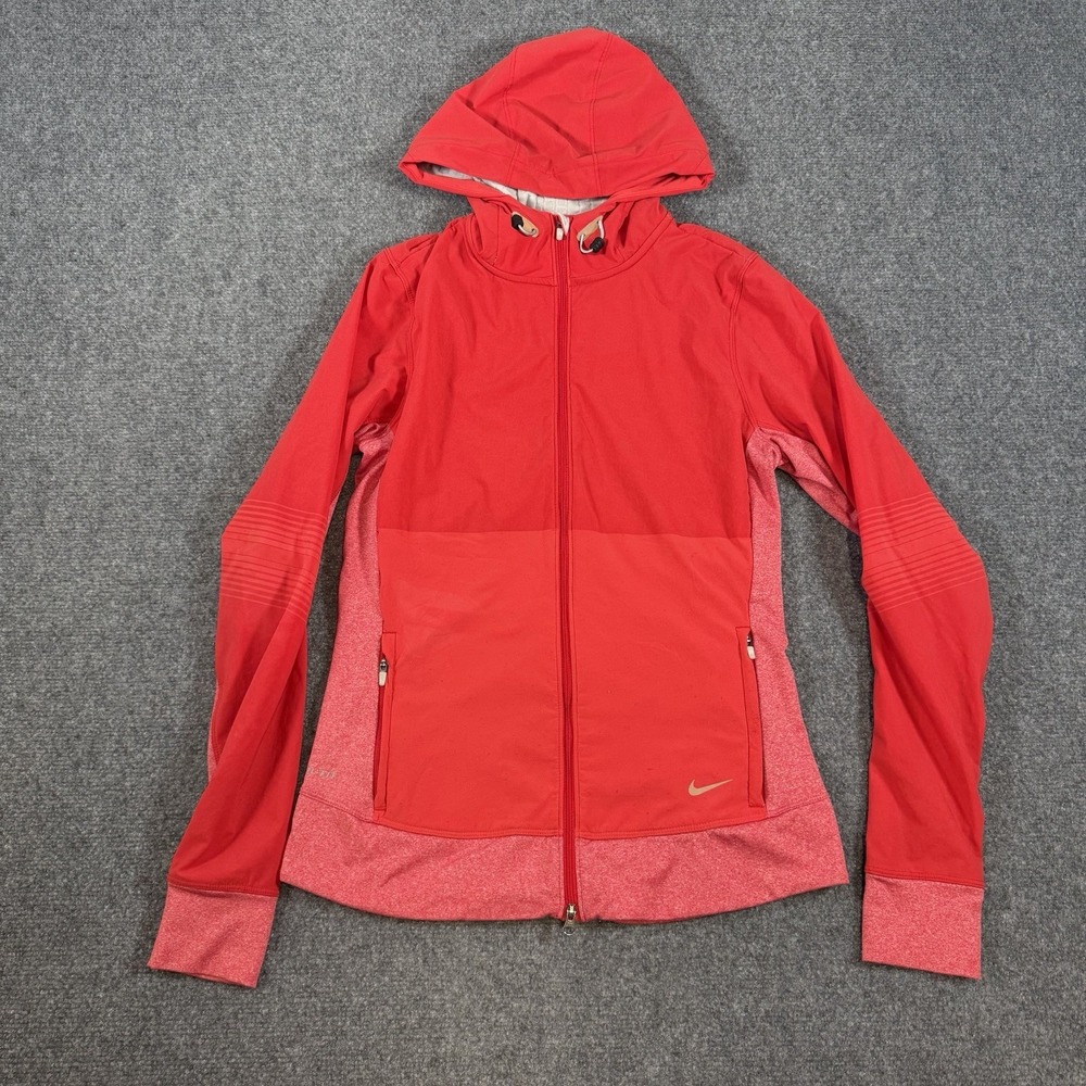 Nike Jacket Womens Small Coral Red Sphere‎ Full Zip Running Workout Athletic